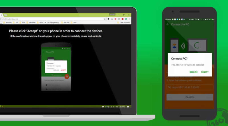 transfer files from phone to pc wireless without internet