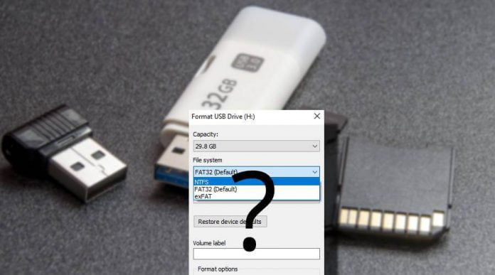USB drive file systems - NTFS vs FAT32 vs exFAT