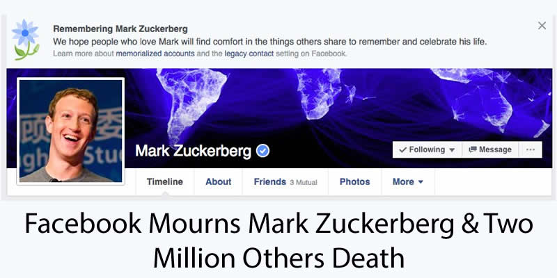 facebook-mourns-mark-zuckerberg-two-million-others-death Facebook's recent bug has led close to two million being declared dead on their social media profile, including founder and CEO Mark Zuckerberg.