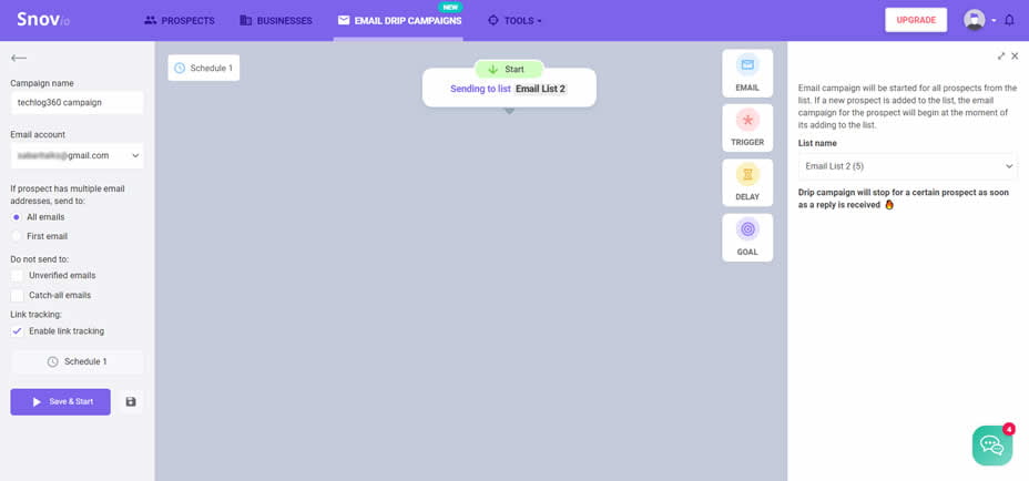 Snovio Email Drip Campaigns