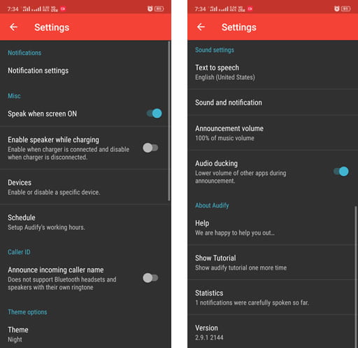 Enable automatic notification reading feature on Android