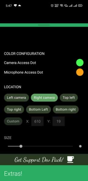 Access Dots warns when your phone camera or mic is in use