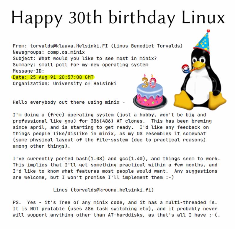 Happy 30th birthday linux