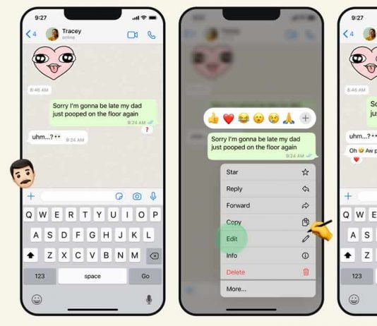 WhatsApp Message Editing