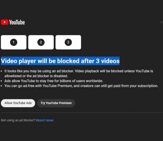 YouTube Restrict AdBlock Users to Watch Only Three Videos