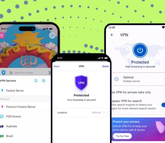 Mobile browsers with built-in VPN